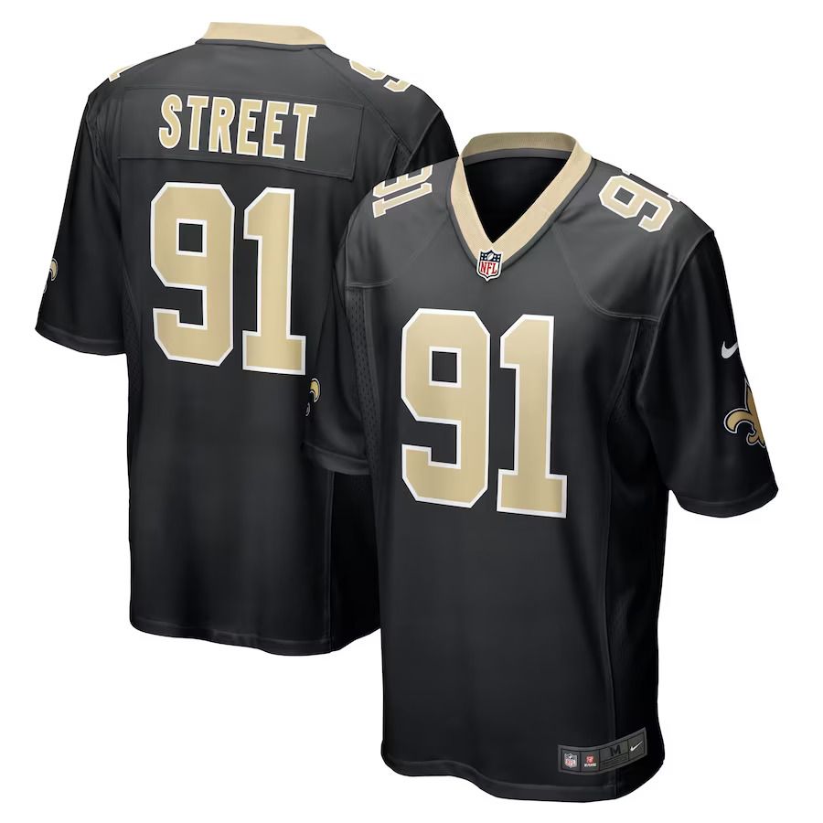 Men New Orleans Saints 91 Kentavius Street Nike Black Game Player NFL Jersey